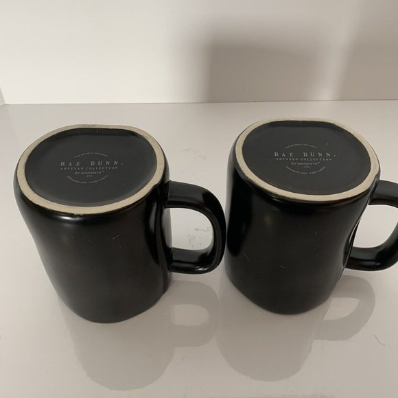 NIB Set of Rae Dunn Halloween Mugs WITCHFUL THINKING & HAUNT MESS Black Mug Set - Picture 6 of 9